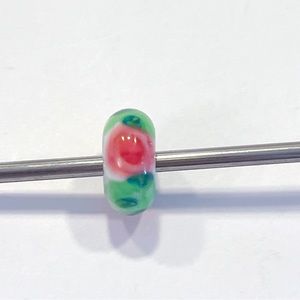 Authentic trollbeads rose glass murano bead charm